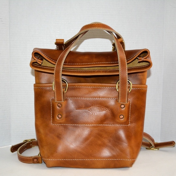 Iron Rivet Mini Backpack HONEY Leather Convertible Bag Hand Made in USA $350 main image 9